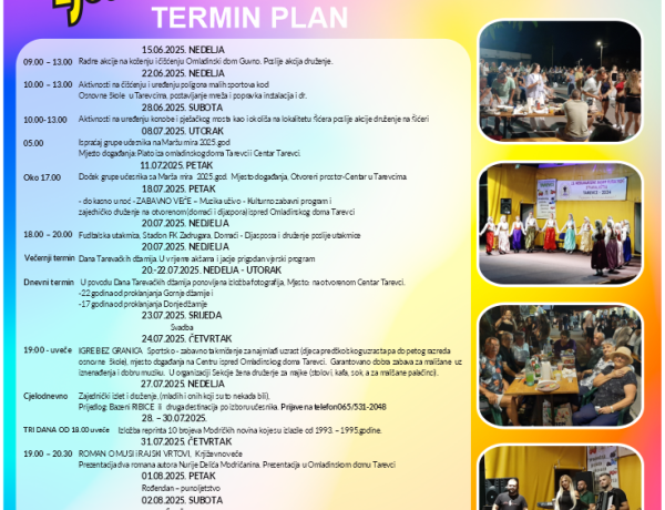 Termin plan – Ljeto u Tarevcima 2025 (dvadeset i drugo po redu)